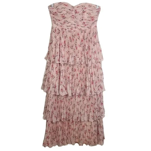Fame and Partners Dresses Fame And Partners The Miyah Dress Nwt Strapless Tiered Maxi Pink Floral Poshmark
